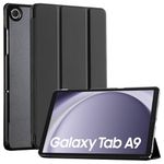 CoBak Case For Samsung Galaxy Tab A9 8.7 Inch 2023(SM-X110/X115/X117) - PU Leather Smart Tablet Cover, Translucent Hard Shell, Two Viewing Angles, Black.