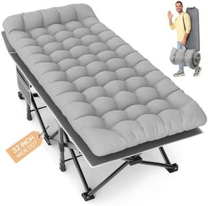 Slendor XXL Folding Camping Cot for Adults with Mattress Pillow Carry Bag, 32 inch Extra Wide Portable Sleeping Cot, 900LBS Support Outdoor Cot Bed for Office Nap Beach Travel RV