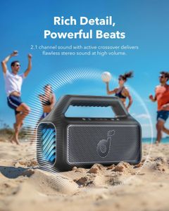 Soundcore Anker Boom 2 Bluetooth Speaker – 80W Outdoor, IPX7, 24H Playtime, BassUp, RGB