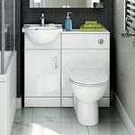 Quartz - 903 mm White Gloss Vanity Unit Round Toilet Bathroom Sink Storage Furniture