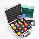 Aramith 2 1/4Inch American Spots & Stripes Pool Balls & Aluminium Carry Case