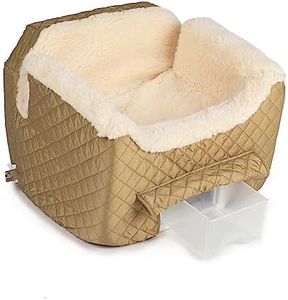Snoozer Dog Car Seat with Storage Tray: Lookout II Car Seat for Small Dogs Under 25lbs, Pet Car Seat to Alleviate Car Sickness for Dogs, Included Harness Strap, Khaki Removable Washable Cover