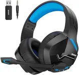 BINNUNE 2.4GHz Wireless Gaming Headset, Bluetooth 5.3 Gaming Headphones with Noise Canceling Mic, 120H Ultra-Long Battery, 50mm Drivers, Multi-Platform for PC / PS5 /PS4/ Switch/Mobile, Blue
