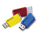 Verbatim Store 'n' Click USB-Stick 3x - USB 3.2 Gen1-16GB - memory-stick with locking-mechanism - USB-3 stick - external storage for laptop notebook & co - up to 5Gbit/s - red blue yellow