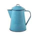 Cinsa Enamelware Coffee Pot (Turquoise Color) - 8 Cups - Camping Essentials - Hot Water for Coffee and Tea - Light and Resistant