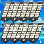 LOYOELE 8-Pack Solar Street Lights for Parking Lot Yard 4800W Outdoor Waterproof, 300000LM 7000K Outdoor LED Street Light Dusk to Dawn, LED Wide Angle Lamp with Motion Seneor and Remote Control