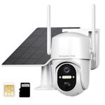 4G LTE Cellular Solar Security Camera Wireless Outdoor, Battery Powered Cameras for Home Security, PIR Motion Detection, 2-Way Audio, 2K Color Night Vision, Cloud & SD Card, Phone App Alerts