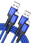 Micro USB Cable Android Fast Charger, JSAUX 2 Pack 6.6FT Micro USB Android Phone Charger Nylon Braid Cord Compatible with Samsung Galaxy S7 S6 J7 Edge Note 5, PS4 Controller - Blue