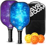 Pickleball Paddles Set of 2, USAPA Approved Pickleball Set with 4 Pickleball Balls and Pickleball Bag, Fiberglass Pickle Ball Rackets 2 Pack for Beginner(Blue&Purple)