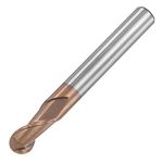 sourcing map Ball Nose End Mill 3mm Tip Radius Solid Carbide AlTiSin Coated CNC Router Bits 2 Flute Spiral Milling Cutter HRC55 with 6mm Shank 50mm (2-inch) Length