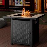 SUNLEI 30 Inch Gas Fire Pit Table, Outdoor Propane Fire Pits with Removable Lid and Lava Rock, 40000 BTU Waterproof Cover, and Metal Frame Tables for Patio Garden(Grey)