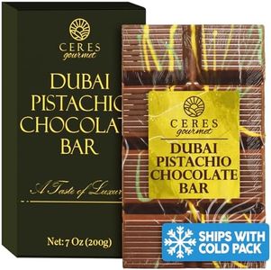 Dubai Chocolate Kunafa Pistachio Bar 7oz | Famous Dubai Chocolate Bar | Crispy Kunafe with Pistachio Paste | Gourmet Dessert Gift |Ideal Gift for All Occasions | Luxurious Chocolate Kunafa