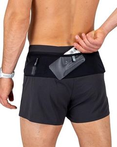 FlipBelt Black Athletic Elite Running Shorts for Men, Lightweight Moisture Wicking Exercise Shorts with Pockets, XS-XL