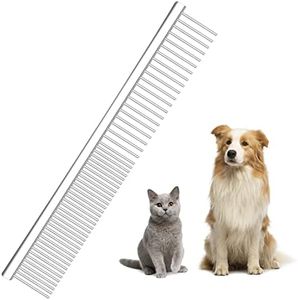 Nobleza Peines para Perros Gatos,2 en 1 Acero Inoxidable Grooming Peine Profesional para Perros Mascotas Peine de Dientes Redondeados(17 x 2.9cm)