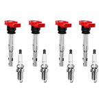 Ignition Coil Pack & Spark Plugs Set of 4 Compatible with Audi A4 A5 TT Volkswagen CC Tiguan & More 2.0L 2.0T Replaces# 06E905115E, UF529, 06E905115A, 06E905115C