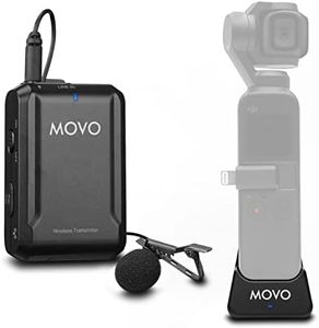 Movo Edge-OP Wireless Lavalier Microphone for Osmo Pocket 1 and 2 - Wireless Clip-on Lapel Mic, Transmitter, and Receiver Set for Video, Vlogging, Filming