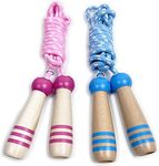 Skipping Rope Kids, Adjustable Wooden Handle Jump Rope for Boys and Girls Fitness, Training, Exercise and Weight Loss (blue+pink)