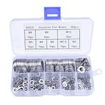 Tibapla 360PCS Stainless Steel Flat Washers Assortment Set, 8 Sizes Flat and Lock Washer (M2 M2.5 M3 M4 M5 M6 M8 M10) for Electrical Connections General Repair