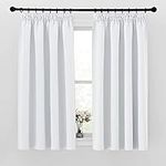 PONY DANCE Blackout Curtains for Bedroom - Thermal Pencil Pleat Curtains Noise Reduction Curtains Light Blocking Panels for Living Room, 2 Panels, Greyish White, W55 X L57