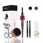 Beard Pencil Filler for Men - Water & Sweat Resistance, Long Lasting & Natural Finish barber Pencil, Mustache Repair Shape, with Beard Growth Spray, Boar Bristle Brush & Two Replacement Tip(BLACK)