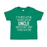 Don't Mess With My Uncle Baby Bodysuit One Piece or Toddler T-Shirt Baby Niece Nephew Gift for Uncle, Kelly Green T-shirt, 1-2T