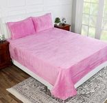 RD TREND 250 GSM Flannel Warm Bedsheets for Winter Double Flat Size (90 x 100 Inches) with 2 Pillow Cover Size (18x28 Inches) Color-Pink