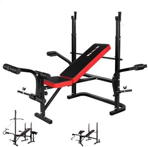 BLACK LORD Weight Bench Press with Butterfly Arm & Adjustable Barbell Rack, FID Bench with Biceps Bar Gym Rack Tower, 8-in-1 Home Gym Multi-Station Fitness Equipment for Strength Training, Max 250kg