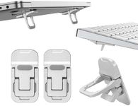 2pcs Alloy Mini Laptop Stand for Desk, Silver Computer Keyboard Stand, Self-Adhesive Invisible Computer Stand for Laptop