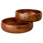 Naayaab Craft Glossy Finish Pakka Sheesham Wooden Handcrafted Bowl For Serveware & Decoration - Set Of 2 - 300 Ml