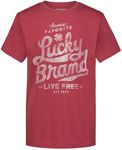 Lucky Brand Boys' Short Sleeve Graphic Crew Neck T-Shirt, Soft, Comfortable, Relaxed Fit, Favorite Punch Heather