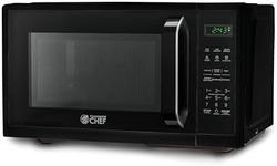 COMMERCIAL CHEF 0.9 Cubic Foot Microwave with 10 Power Levels, Small Microwave with Grip Handle, 900W Countertop Microwave with Digital Display, Door Lock and Kitchen Timer, Black