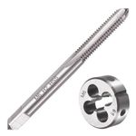 Saipor M6 X 1.0 Metric Tap and Die Set M6 X 1mm HSS Straight Fluted Machine Thread Right Hand Screw Tap and Round Threading Die