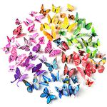 TUPARKA 72 Pcs 3D Butterfly Wall Stickers Butterflies Girls Bedroom Decorations Accessories, Wall Art Decor Crafts for Home DIY, Classroom, Balcony, Flower Garden Decoration (Mix-6-Colour)