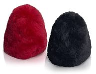 JOUNJIP Dual Wool Buffer Cover Red +Black set - 100% Lambs Wool Bonnets for Shoe Polisher - Replacement Covers - Fit Polishing Machines with 2.5 Inch Diameter x 3.5 Inch High Inner Cones, Red and