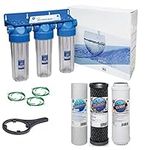 Aquafilter 3 Stage Whole House Water Purifier and Softener Filter Kit Salt Free 1" 1/2" 3/4" BSP (1/2" BSP)