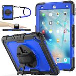 SEYMAC stock Case for iPad Air 3 2019/Pro 10.5'', [Full-Body] Drop Proof Armor Case with 360° Rotating Stand [Pencil Holder][Screen Protector] Hand Strap, Blue+Black