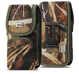 AH Military Grade Cell Phone Hunting Camo Phone Holster, Pouch Belt Clip for [iPhone 6 6S 7 8 X XR XS 11 Pro 12 Pro(4.7'')] S20 Kyocera DuraForce Android Canvas Fits Phone w/ Otterbox (Medium)