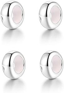 GW Charms Stopper de Breloques pour Bracelet avec Caoutchouc en Argent Sterling 925 Perles Compatible pour Européen Bracelets à Breloques (Argenté，Lot de 4)