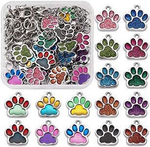 Craftdady 32pcs Cat Dog Paw Enamel Pendants Animal Footprint Chunk Floating Charms with Jump rings Lobster Claw Clasps for Jewelry Crafts Making