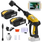 Portable Pressure Washer Lightweight Cordless Pressure Cleaner Jet Washer 25Bar, with 6-in-1 Nozzle, Includes 2pcs 20V Batteries Grey