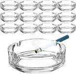 Glass Ashtrays Bulk for Cigarette Cigar Crystal Ashtray Large Home Round Clear Glass Ashtray Cool Office Decor Outdoor and Indoor Use for Home Patio Porch Deck Decoration, 4.21 x 1.3 Inches(12)