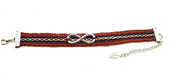 Metis Sash Bracelet ~ 100% Alpaca Wool Metis Sash Adjustable Bracelet with Silver Infinity Symbol ~ Fits 6 to 8 Inch Wrist