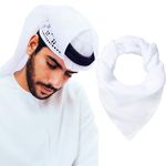 YI HENG MEI Keffiyeh Arab Head Scarf for Men Shemagh Muslim Turban Saudi Dubai Headwear, White Shemagh, 55*55inches