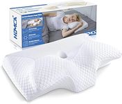 HOMCA Neck Pillow Memory Foam Pillows, Cervical Neck Support Pillow for Side, Back, and Stomach Sleepers, Ergonomic Pillow for Bed Sleeping with Breathable Pillowcase(White)