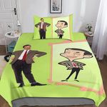 Mr. Bean Duvet Set Bedding, 2 Piece Set Duvet Cover Easy Care, Comedian Quilt Cover Pillow Cases with Zipper Closure Soft Microfiber Single(135x200cm)
