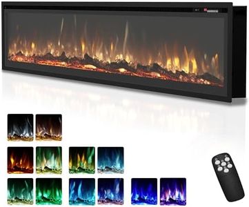 EUHOMY 73 inch Electric Fireplace Recessed Wall Mounted Freestanding with Remote Control, Ultra-thin Fireplace Heater with Adjustable Flame Color, Linear Fireplace with Timer, Log & Crystal, 750/1500W