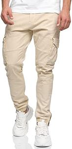 Indicode Uomini Alex Cargo Pants | Pantaloni Cargo in Cotone con 6 Tasche Fog L