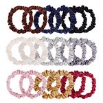 18 Pieces Small Satin Hair Scrunchies Silk Hair Ties Elastic Thin Ponytail Holders for Women Girls Hair Accessory, 9 Colors