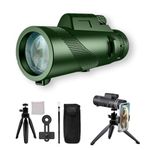 80x100 Monocular Telescope High Powered for Smartphone Monoculars for Adults High Definition Monocular Telescope for Stargazing Hunting Wildlife Bird Watching Travel Camping Hiking (Green)