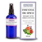 Vitali-Chi Essential Oil Spray with Bergamot, Bitter Orange & Patchouli | for Cleansing & Purifying Aura, Chakra Repair & Meditation Support | Air Freshener Aura & Room Spray - 50 ml